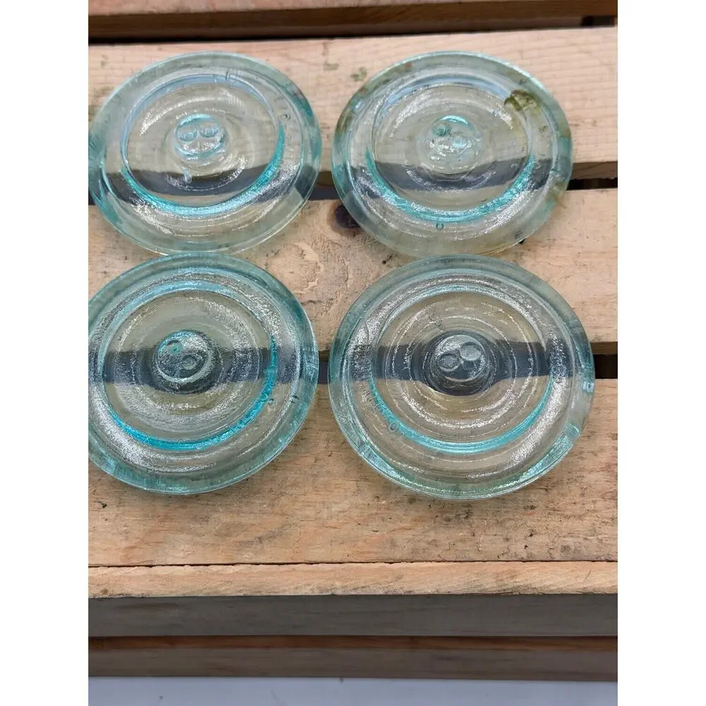 Lot of 6 Vintage Aqua Glass Canning Jar Lids